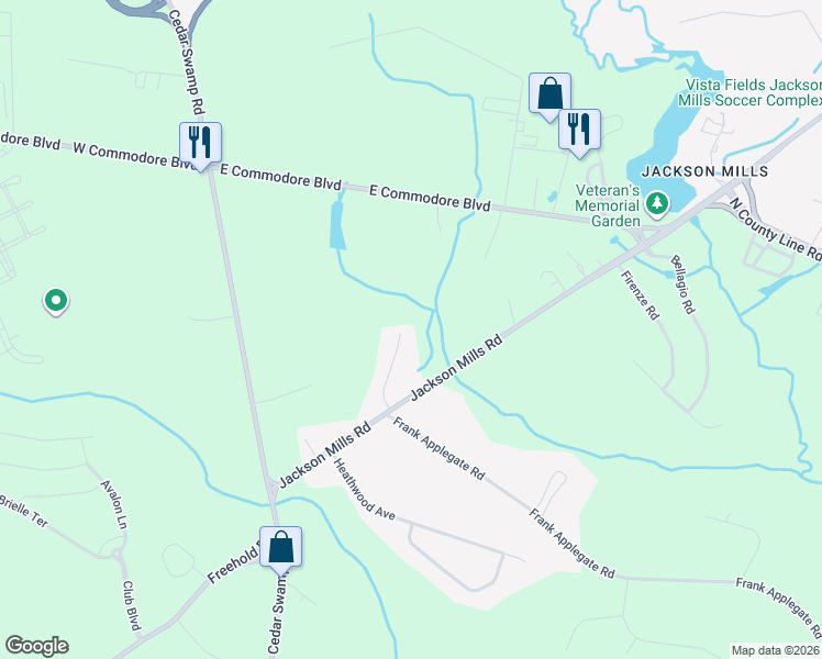 map of restaurants, bars, coffee shops, grocery stores, and more near 8 Pamela Court in Jackson