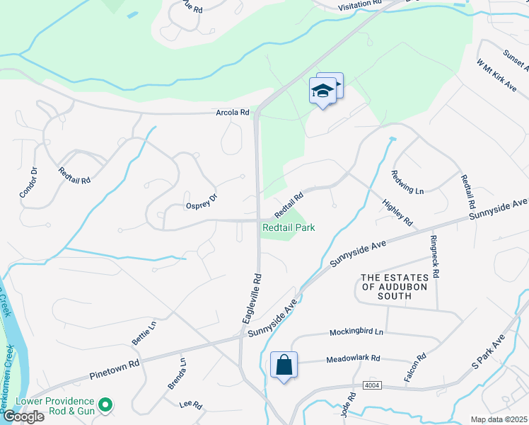 map of restaurants, bars, coffee shops, grocery stores, and more near 2005 Swan Circle in Eagleville