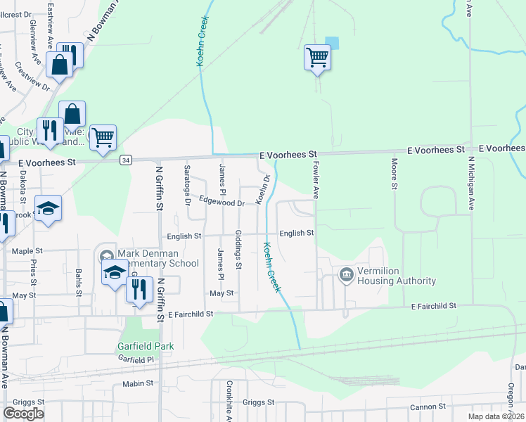 map of restaurants, bars, coffee shops, grocery stores, and more near 1100-1112 Glenwood Drive in Danville