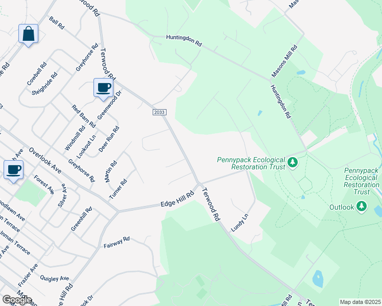 map of restaurants, bars, coffee shops, grocery stores, and more near 1945 Terwood Road in Montgomery County