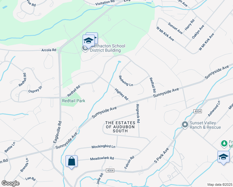 map of restaurants, bars, coffee shops, grocery stores, and more near 3052 Highley Road in Eagleville