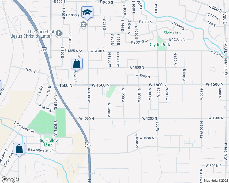 map of restaurants, bars, coffee shops, grocery stores, and more near 1245 West 1600 North in Mapleton