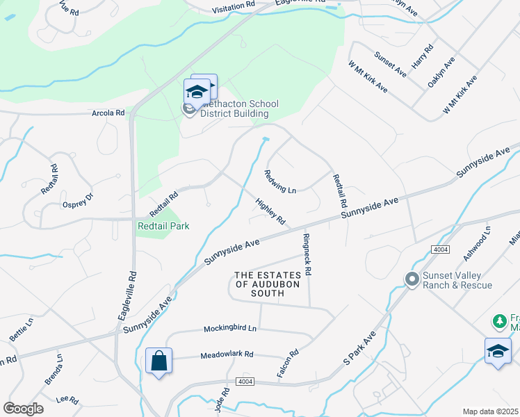map of restaurants, bars, coffee shops, grocery stores, and more near 3052 Highley Road in Eagleville