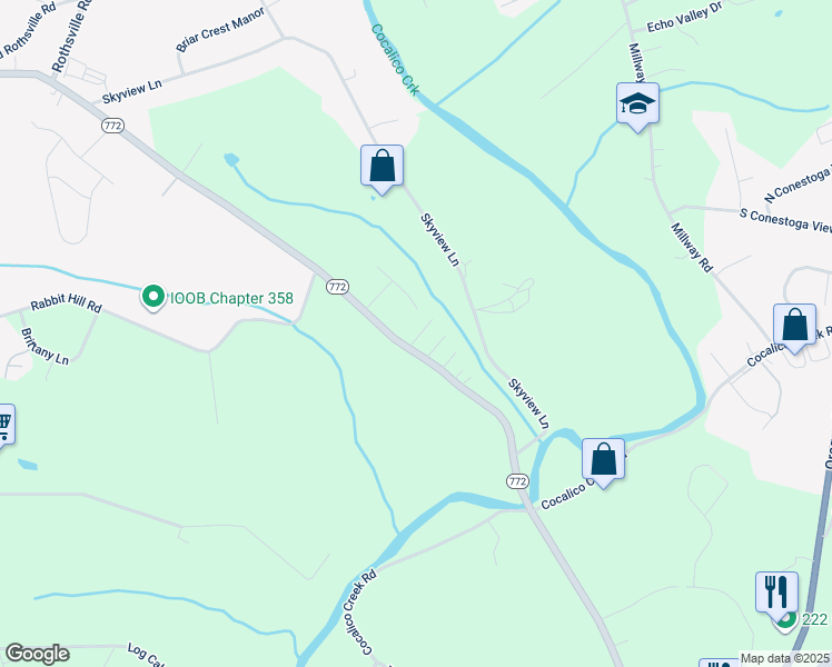 map of restaurants, bars, coffee shops, grocery stores, and more near 41 Coral Dr in Lititz