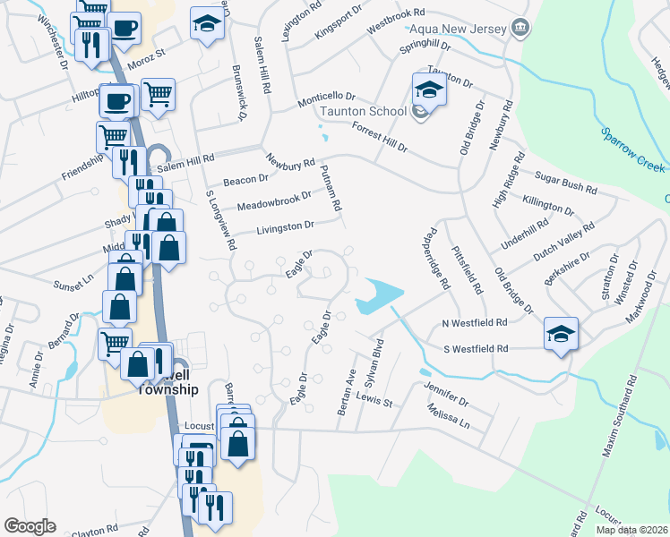 map of restaurants, bars, coffee shops, grocery stores, and more near 19 Jesse Road in Howell Township