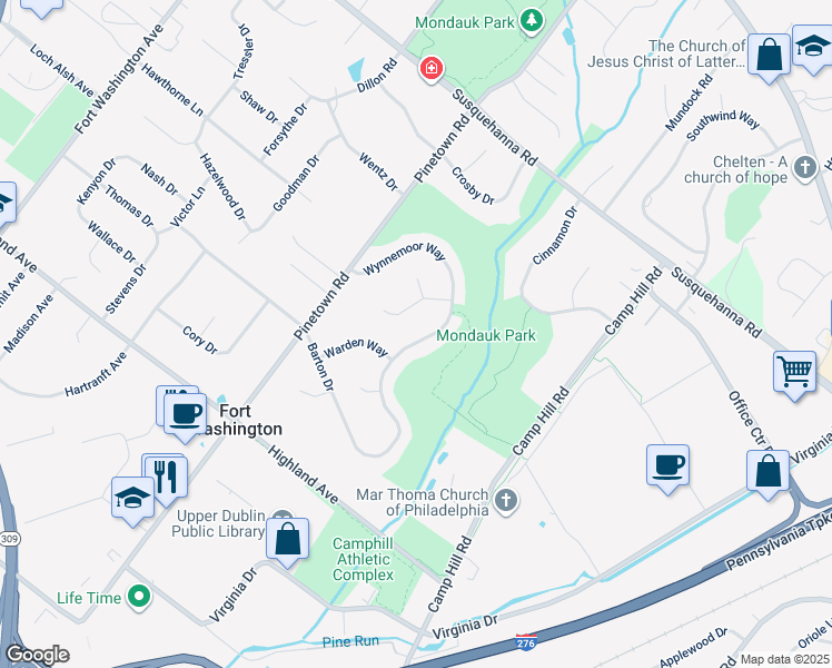 map of restaurants, bars, coffee shops, grocery stores, and more near 1426 Wynnemoor Way in Fort Washington