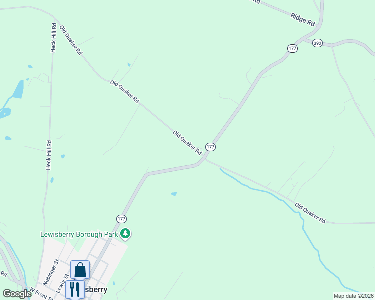 map of restaurants, bars, coffee shops, grocery stores, and more near 1530 Old Quaker Road in Lewisberry