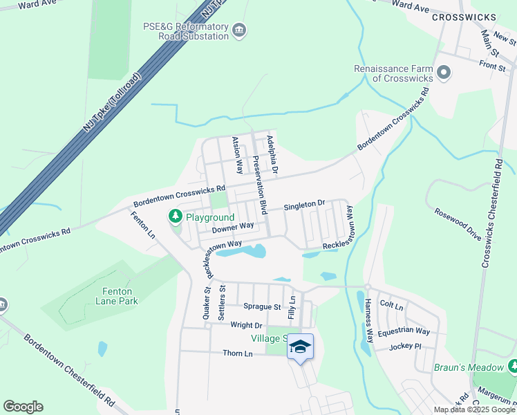 map of restaurants, bars, coffee shops, grocery stores, and more near 12 Preservation Boulevard in Burlington County