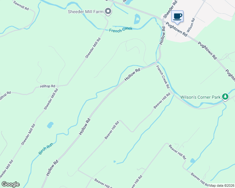 map of restaurants, bars, coffee shops, grocery stores, and more near 1685 Hollow Road in Chester Springs