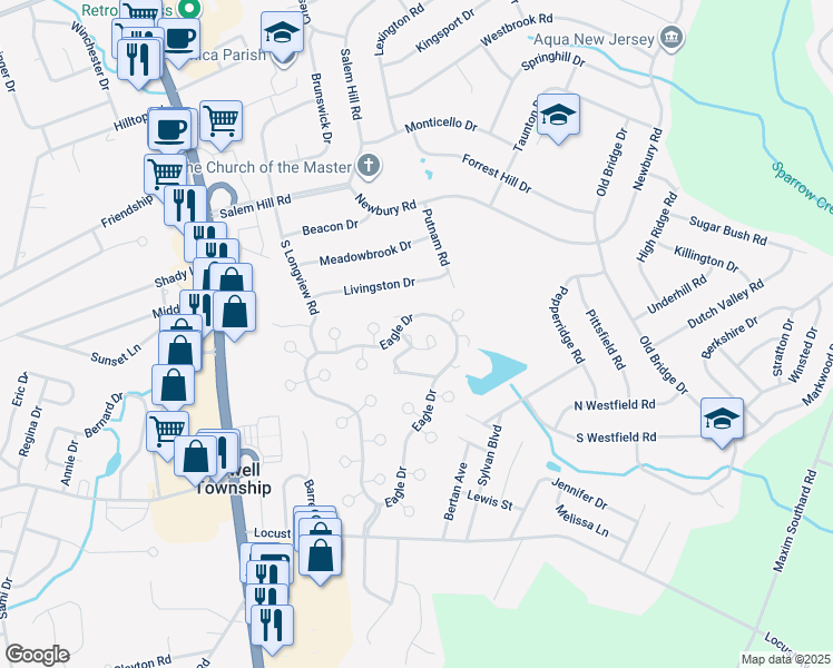 map of restaurants, bars, coffee shops, grocery stores, and more near 7 Jesse Road in Howell Township