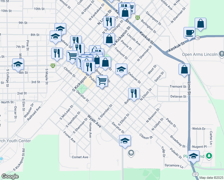 map of restaurants, bars, coffee shops, grocery stores, and more near 146 South Sherman Street in Lincoln