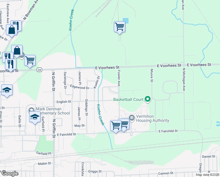 map of restaurants, bars, coffee shops, grocery stores, and more near 1706 Glenwood Drive in Danville