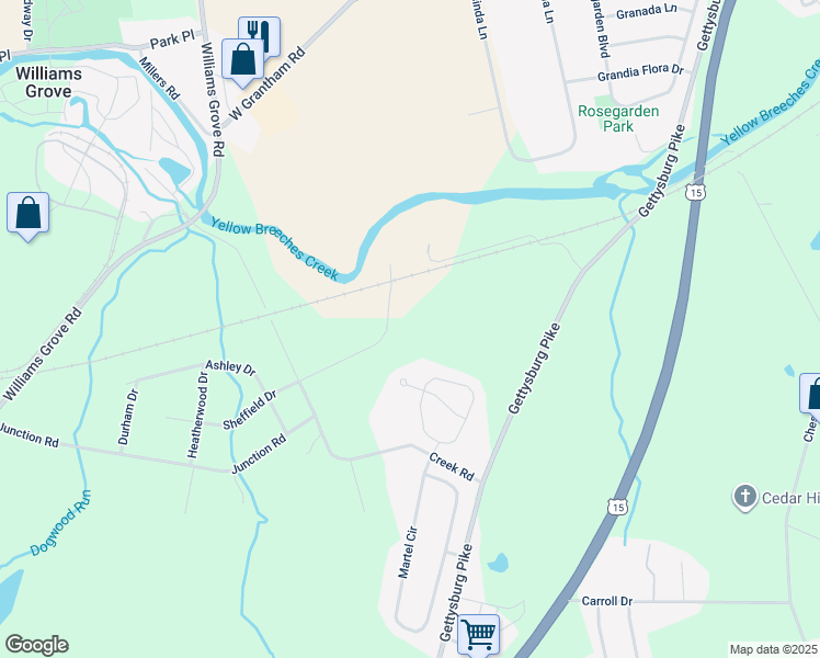 map of restaurants, bars, coffee shops, grocery stores, and more near 5 Sheffield Drive in Dillsburg