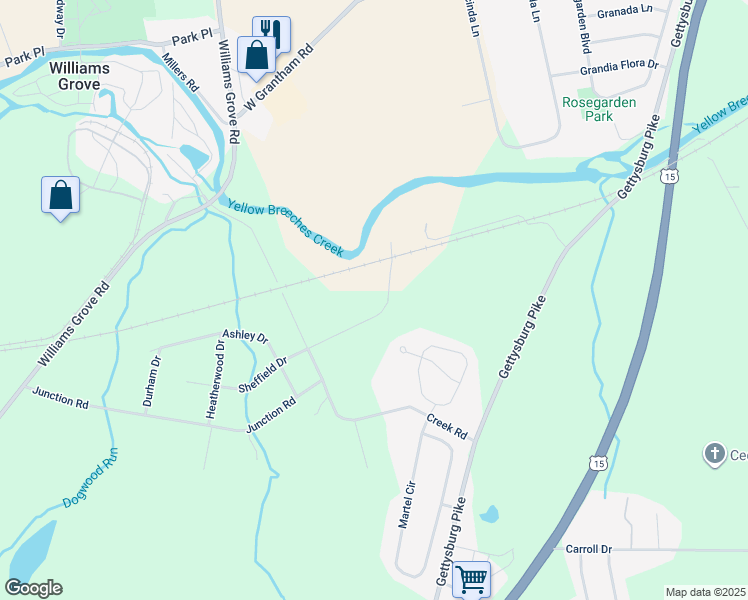 map of restaurants, bars, coffee shops, grocery stores, and more near 4 Sheffield Dr in Dillsburg