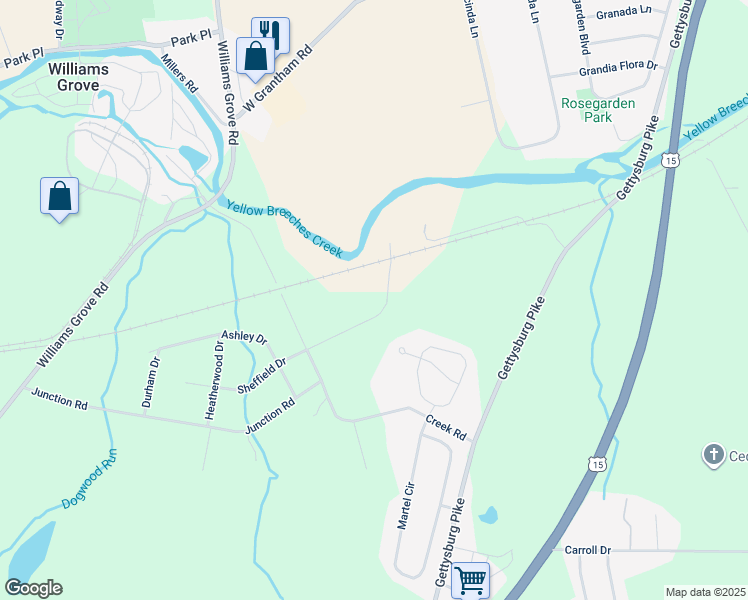 map of restaurants, bars, coffee shops, grocery stores, and more near 4 Sheffield Dr in Dillsburg