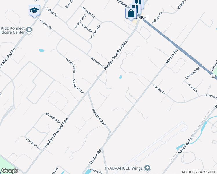 map of restaurants, bars, coffee shops, grocery stores, and more near 579 Bolton Place in Blue Bell
