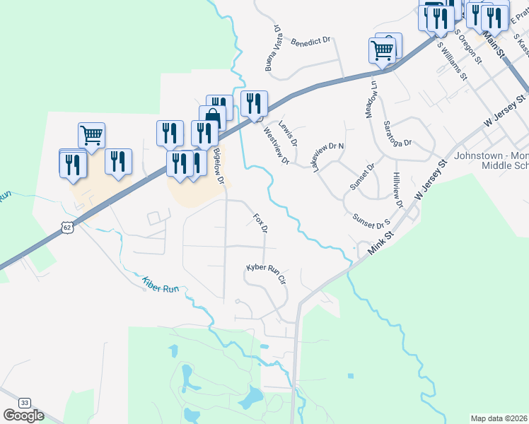 map of restaurants, bars, coffee shops, grocery stores, and more near in Johnstown