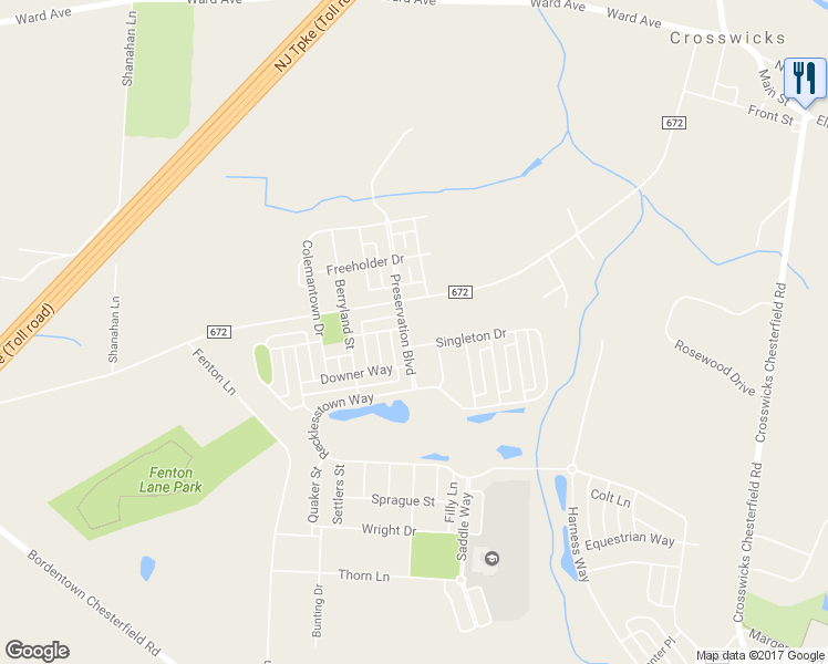 map of restaurants, bars, coffee shops, grocery stores, and more near 12 Preservation Boulevard in Burlington County