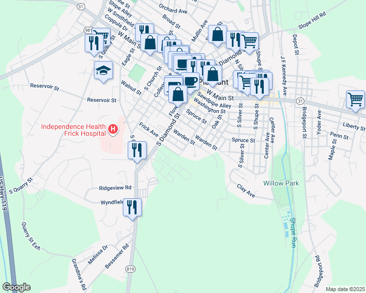 map of restaurants, bars, coffee shops, grocery stores, and more near 400 Braddock Street in Mount Pleasant