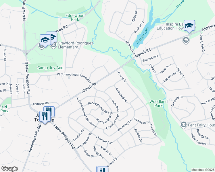 map of restaurants, bars, coffee shops, grocery stores, and more near 5 Hemlock Court in Jackson Township