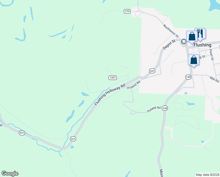 map of restaurants, bars, coffee shops, grocery stores, and more near 72320 Flushing Holloway Road in Flushing