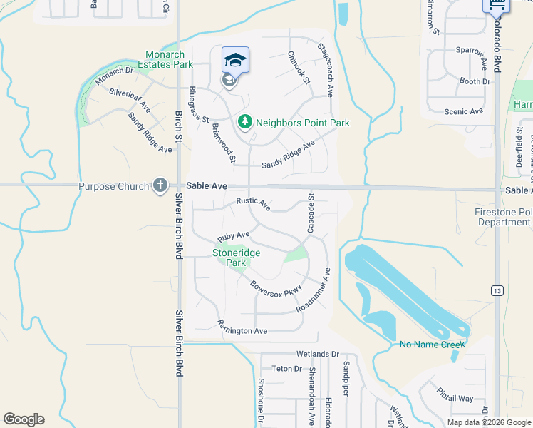 map of restaurants, bars, coffee shops, grocery stores, and more near 9908 Buffalo Street in Longmont