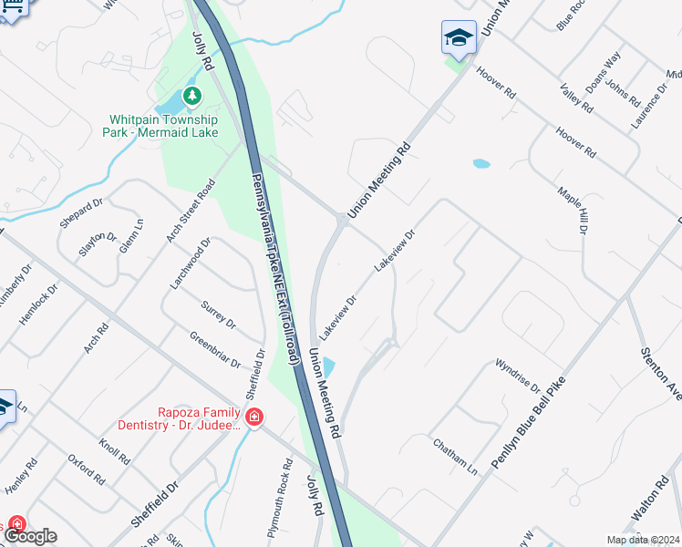 map of restaurants, bars, coffee shops, grocery stores, and more near 1560-1636 Union Meeting Road in Blue Bell