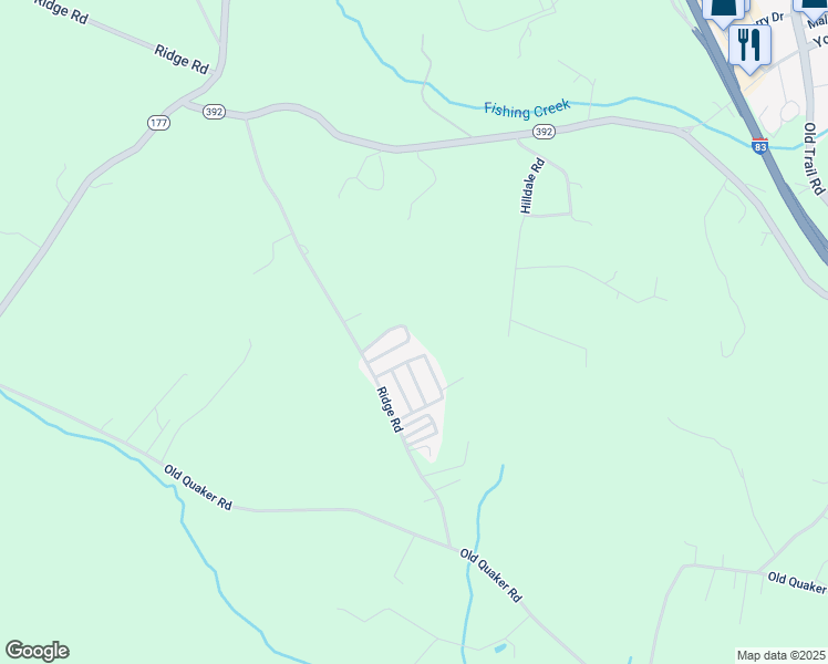 map of restaurants, bars, coffee shops, grocery stores, and more near 300 Ridge Road in York County