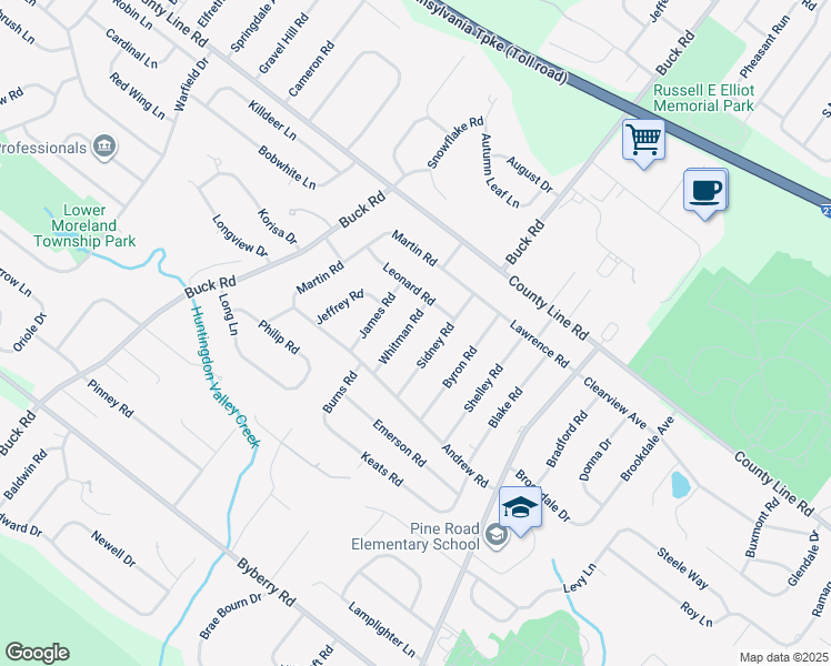 map of restaurants, bars, coffee shops, grocery stores, and more near 3891 Whitman Road in Montgomery County