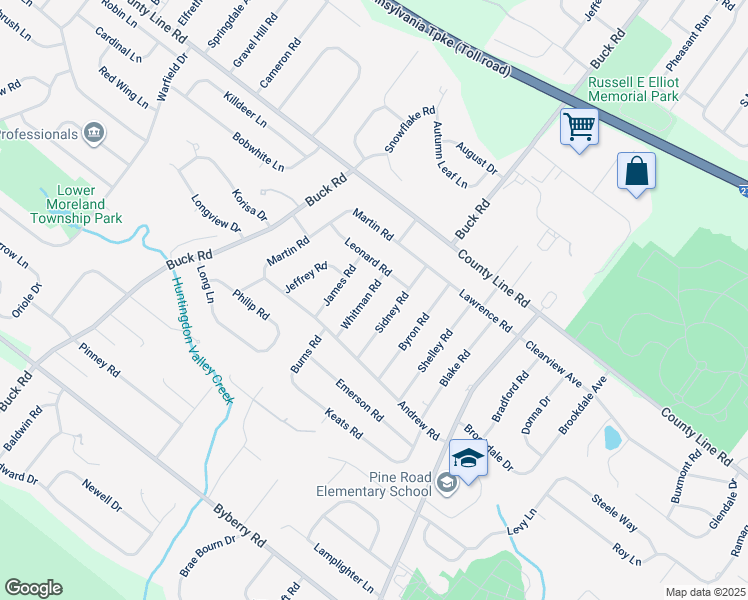 map of restaurants, bars, coffee shops, grocery stores, and more near 3891 Whitman Road in Montgomery County