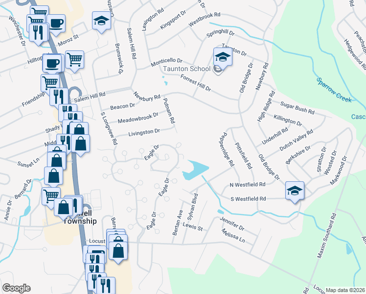 map of restaurants, bars, coffee shops, grocery stores, and more near 14 Max Place in Howell Township