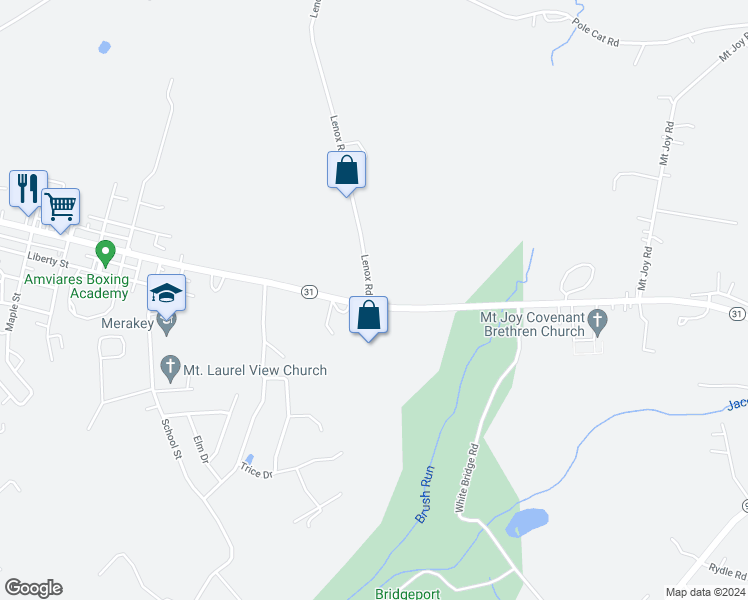 map of restaurants, bars, coffee shops, grocery stores, and more near 401 East Main Street in Mount Pleasant
