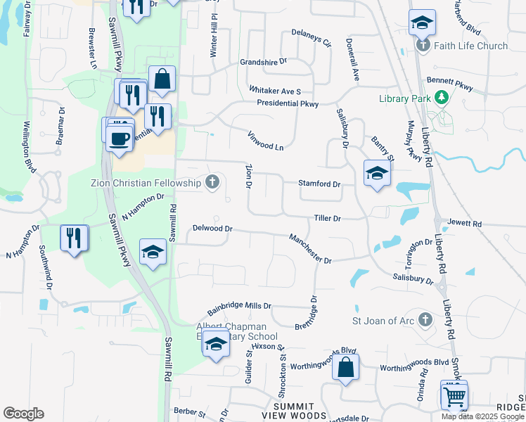 map of restaurants, bars, coffee shops, grocery stores, and more near 392 Zion Drive in Powell