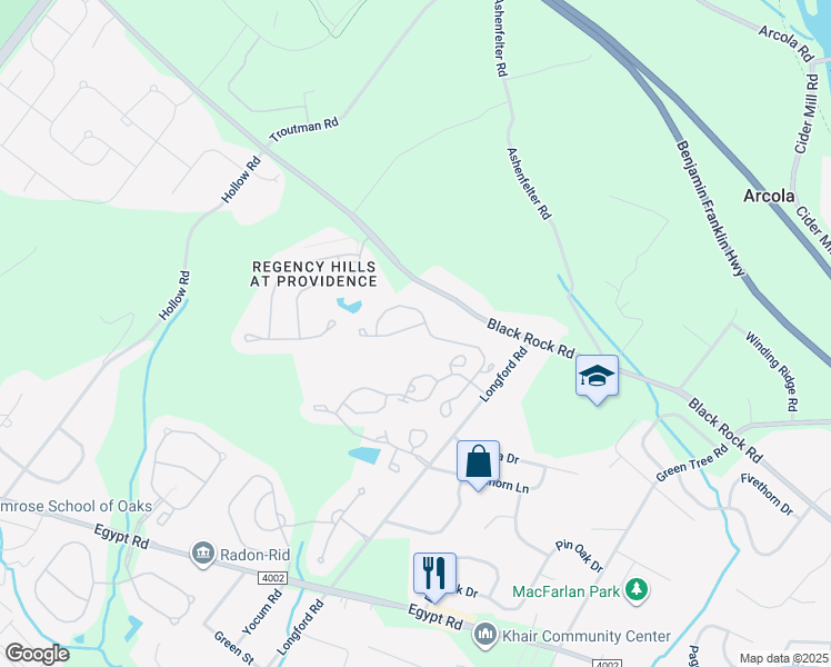 map of restaurants, bars, coffee shops, grocery stores, and more near 504 Quincy Street in Collegeville