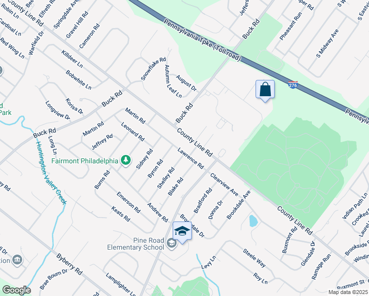 map of restaurants, bars, coffee shops, grocery stores, and more near 363 Lawrence Road in Montgomery County