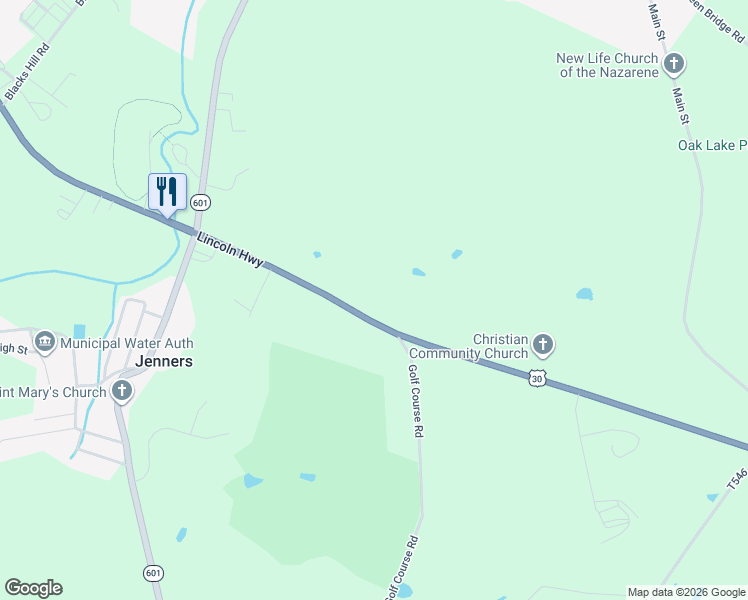 map of restaurants, bars, coffee shops, grocery stores, and more near 2458 Lincoln Highway in Stoystown
