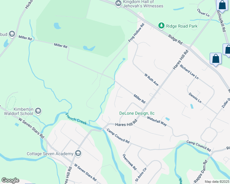 map of restaurants, bars, coffee shops, grocery stores, and more near 205 Dylan Lane in Phoenixville