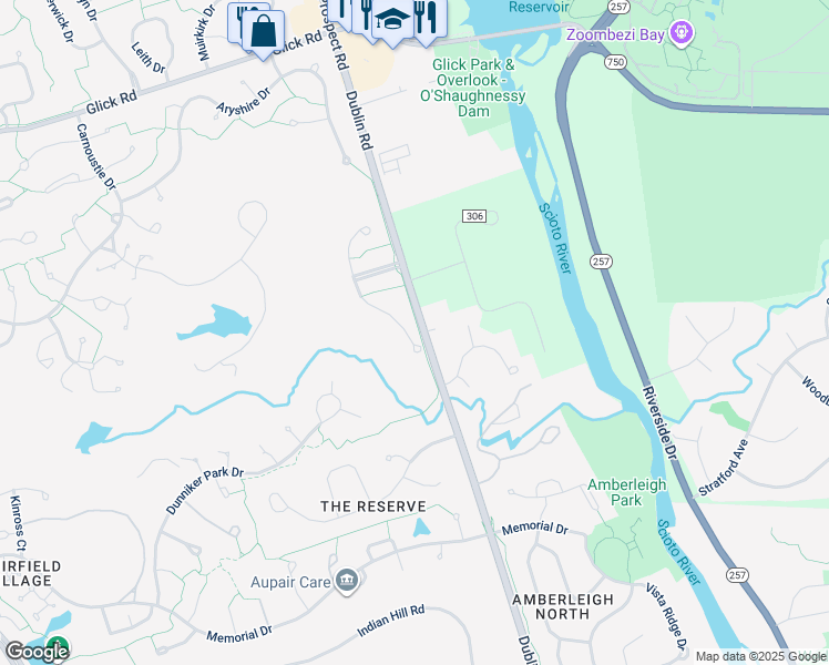 map of restaurants, bars, coffee shops, grocery stores, and more near 8629 Birgham Court South in Dublin
