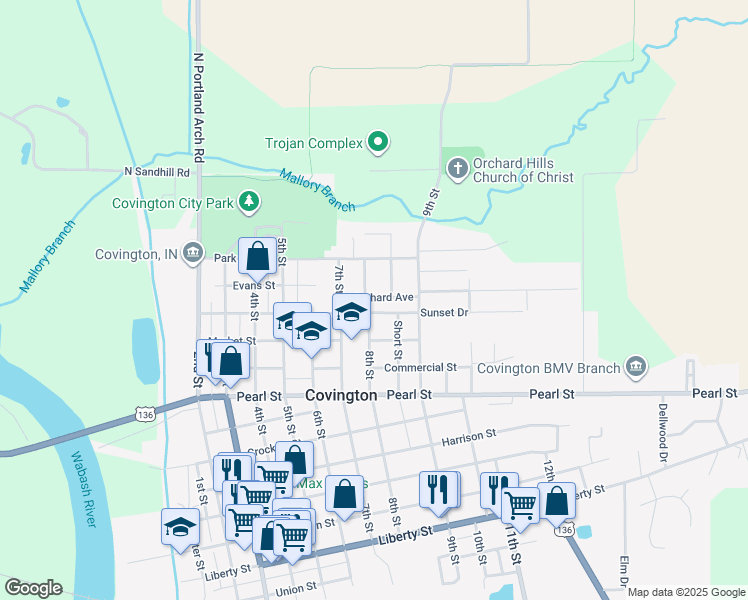 map of restaurants, bars, coffee shops, grocery stores, and more near 1101-1199 8th Street in Covington