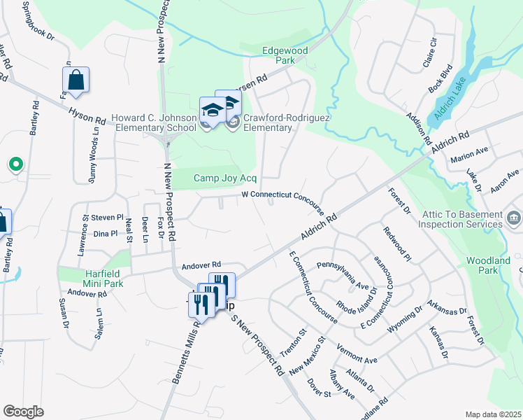 map of restaurants, bars, coffee shops, grocery stores, and more near 5 South Dakota Avenue in Jackson