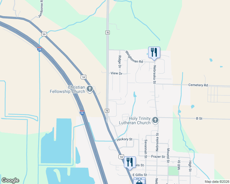 map of restaurants, bars, coffee shops, grocery stores, and more near 1524 Childers Drive in Mound City