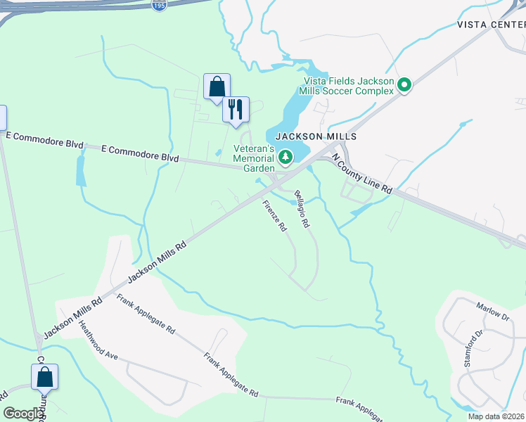 map of restaurants, bars, coffee shops, grocery stores, and more near 20 Firenze Road in Manchester Township