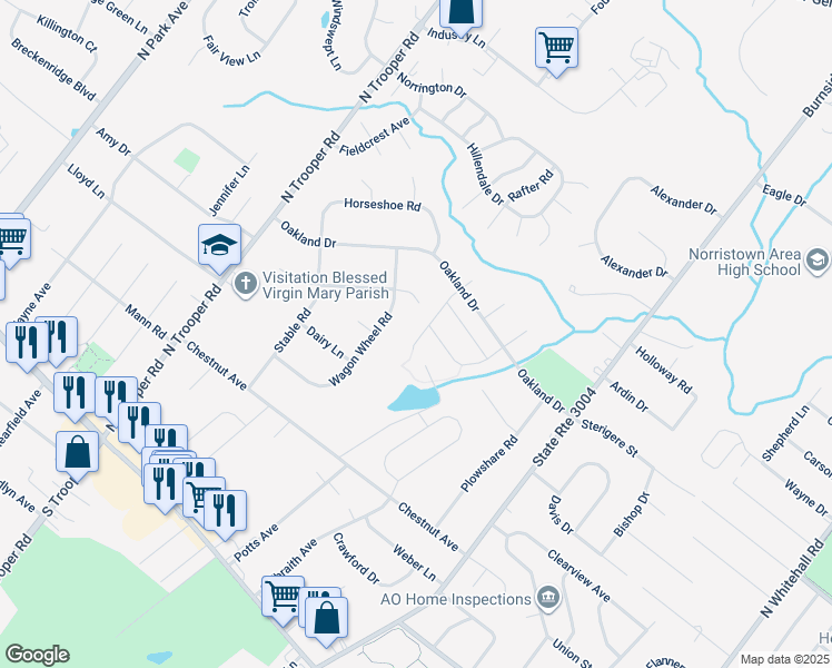 map of restaurants, bars, coffee shops, grocery stores, and more near 116 Worthington Circle in Trooper