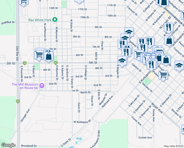 map of restaurants, bars, coffee shops, grocery stores, and more near 524 3rd Street in Lincoln