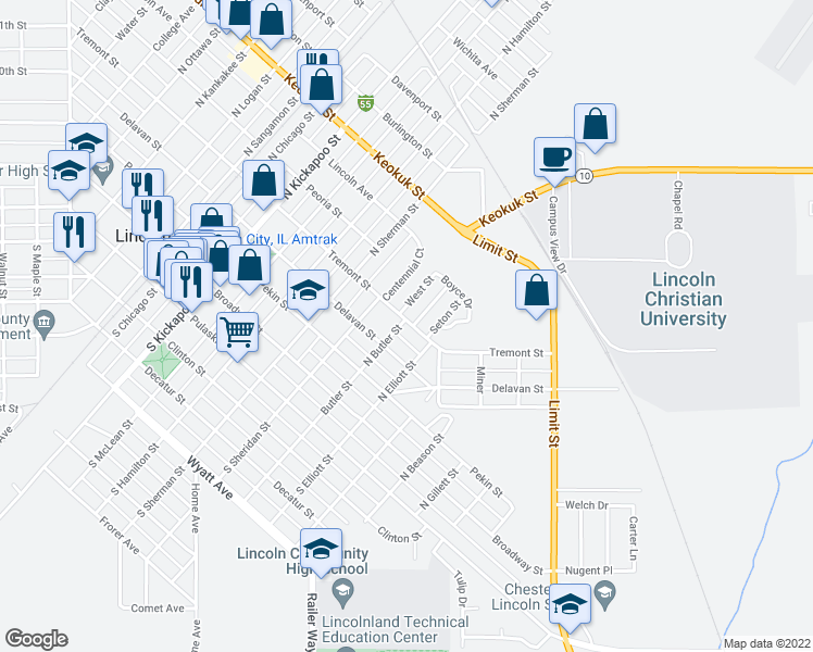 map of restaurants, bars, coffee shops, grocery stores, and more near 1503 Tremont Street in Lincoln