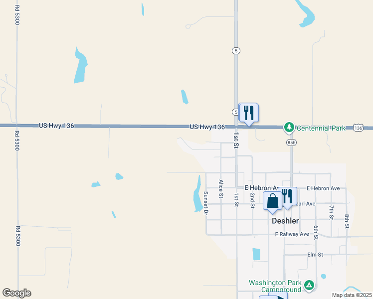 map of restaurants, bars, coffee shops, grocery stores, and more near 317 Crestview Drive in Deshler