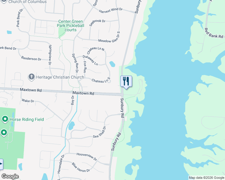 map of restaurants, bars, coffee shops, grocery stores, and more near 8162 Chateau Lane in Westerville