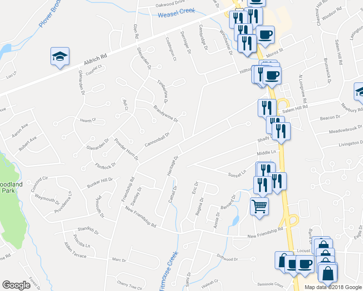 map of restaurants, bars, coffee shops, grocery stores, and more near 93 Friendship Road in Howell