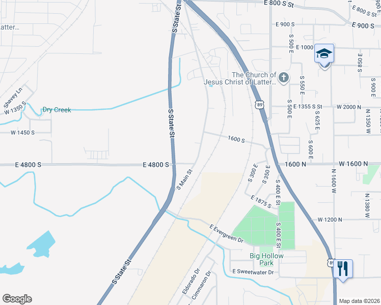 map of restaurants, bars, coffee shops, grocery stores, and more near 1662 South Main Street in Springville