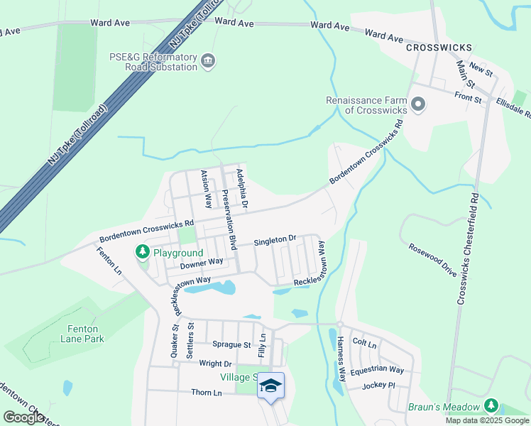 map of restaurants, bars, coffee shops, grocery stores, and more near 78 County Route 672 in Burlington County